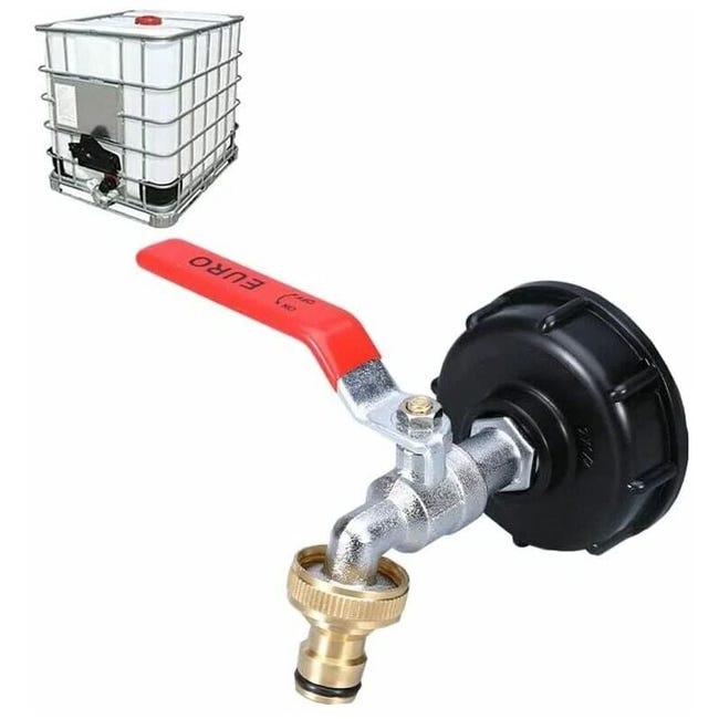 Kran Do Zbiornika IBC 1000L, Adapter Do Zbiornika IBC 1/2" Podwójny Kran Do Zbierania Wody Deszczowej, Mosiężny Kran O Grubości 60 Mm (3/4)