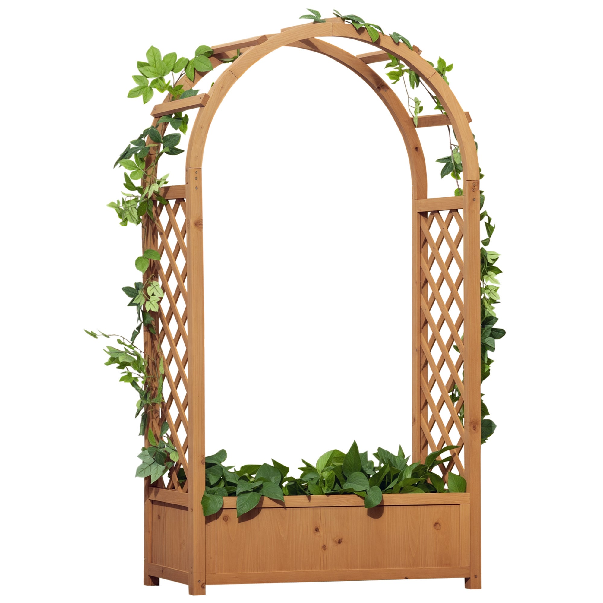 Prostokątny podwyższony ogród donica z trellis i arch - 83 x 36 x 152 cm - listwowy dno - pre - oiled pine drewno