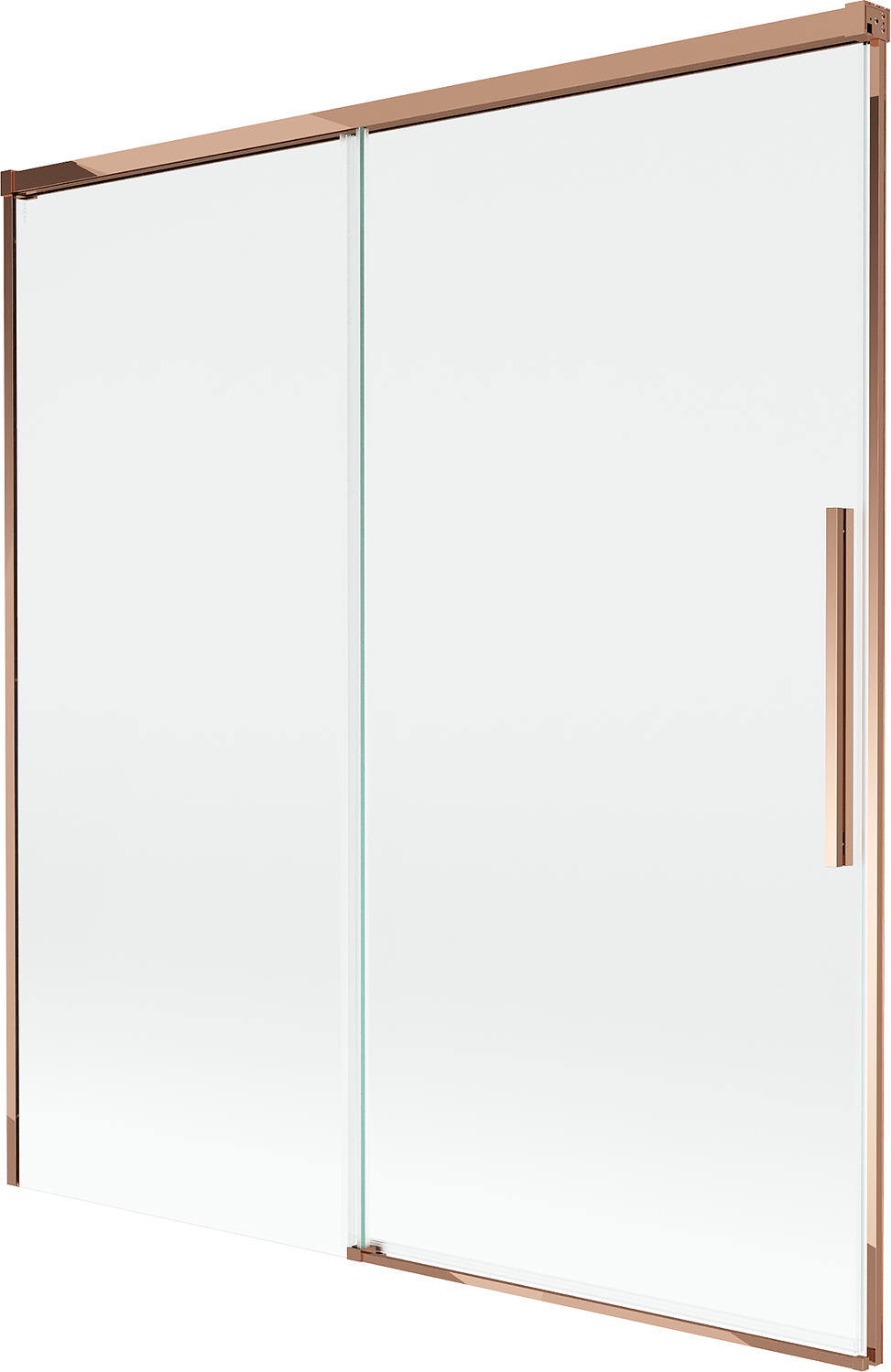 Mexen Rox parawan nawannowy 2-skrzydłowy rozsuwany 150 x 150 cm, transparent, różowe złoto - 8C9-150-001-60-00