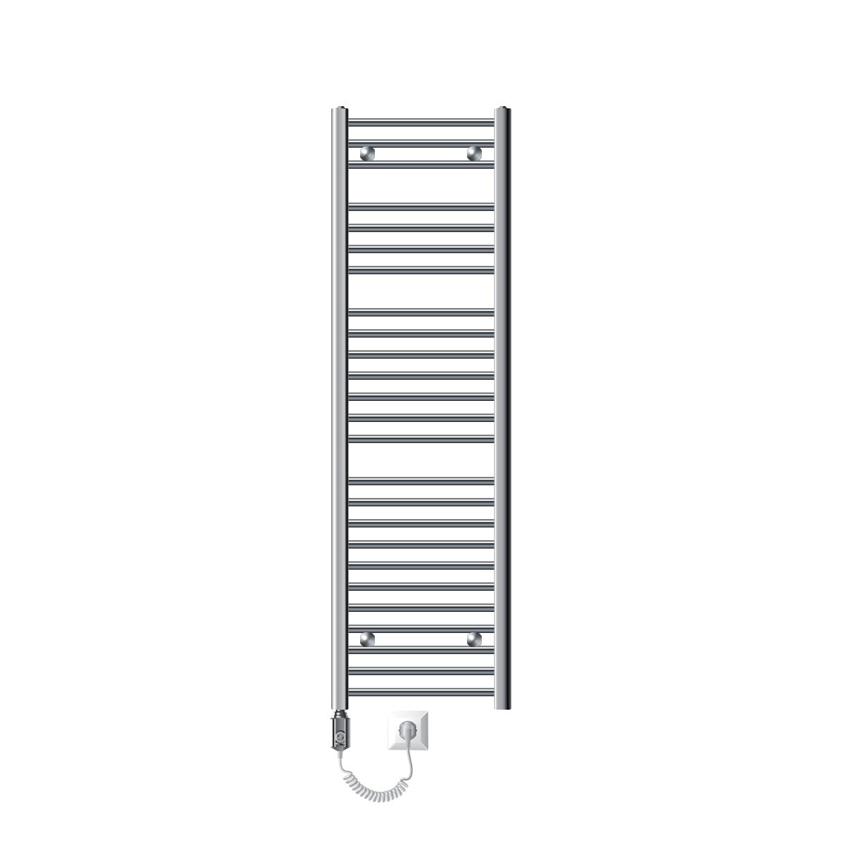 LuxeBath Elektryczny grzejnik lazienkowy Sahara 400x1500 mm Chrome Proste podlaczenie boczne i pret grzejny 900W z termostatem i wyswietlaczem