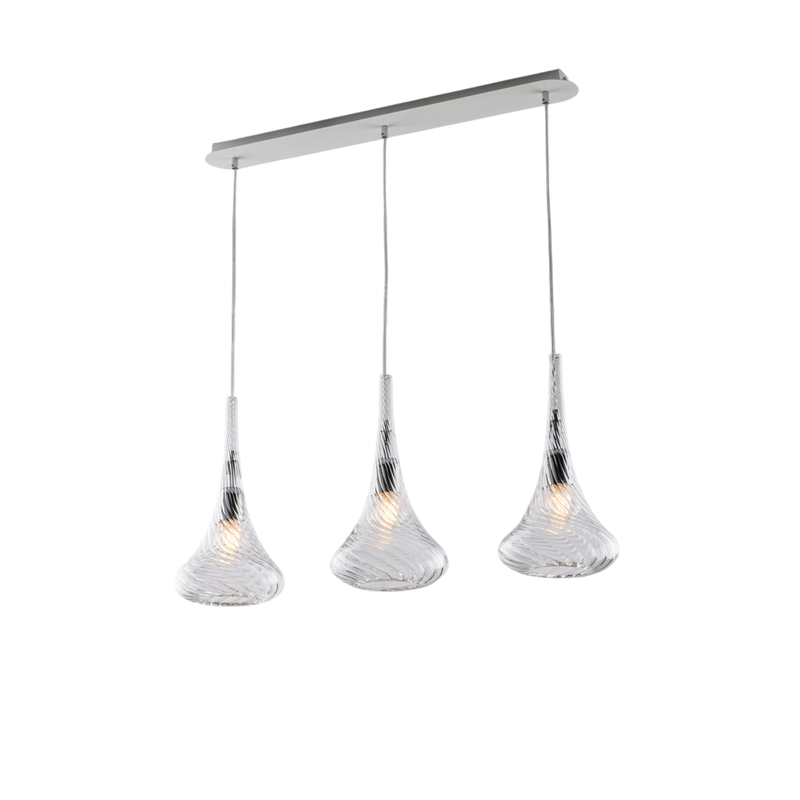 Binario in ferro con vetri trasparente pyrex 3 luci H.41 - MAX 141 - L.75 X 10