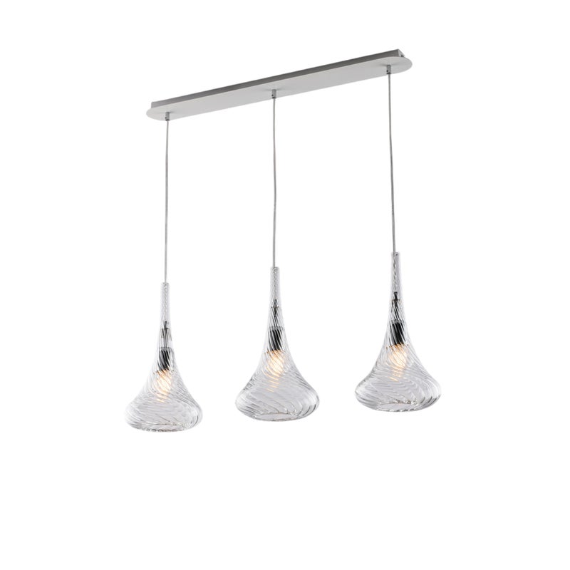 Binario in ferro con vetri trasparente pyrex 3 luci H.41 - MAX 141 - L.75 X 10