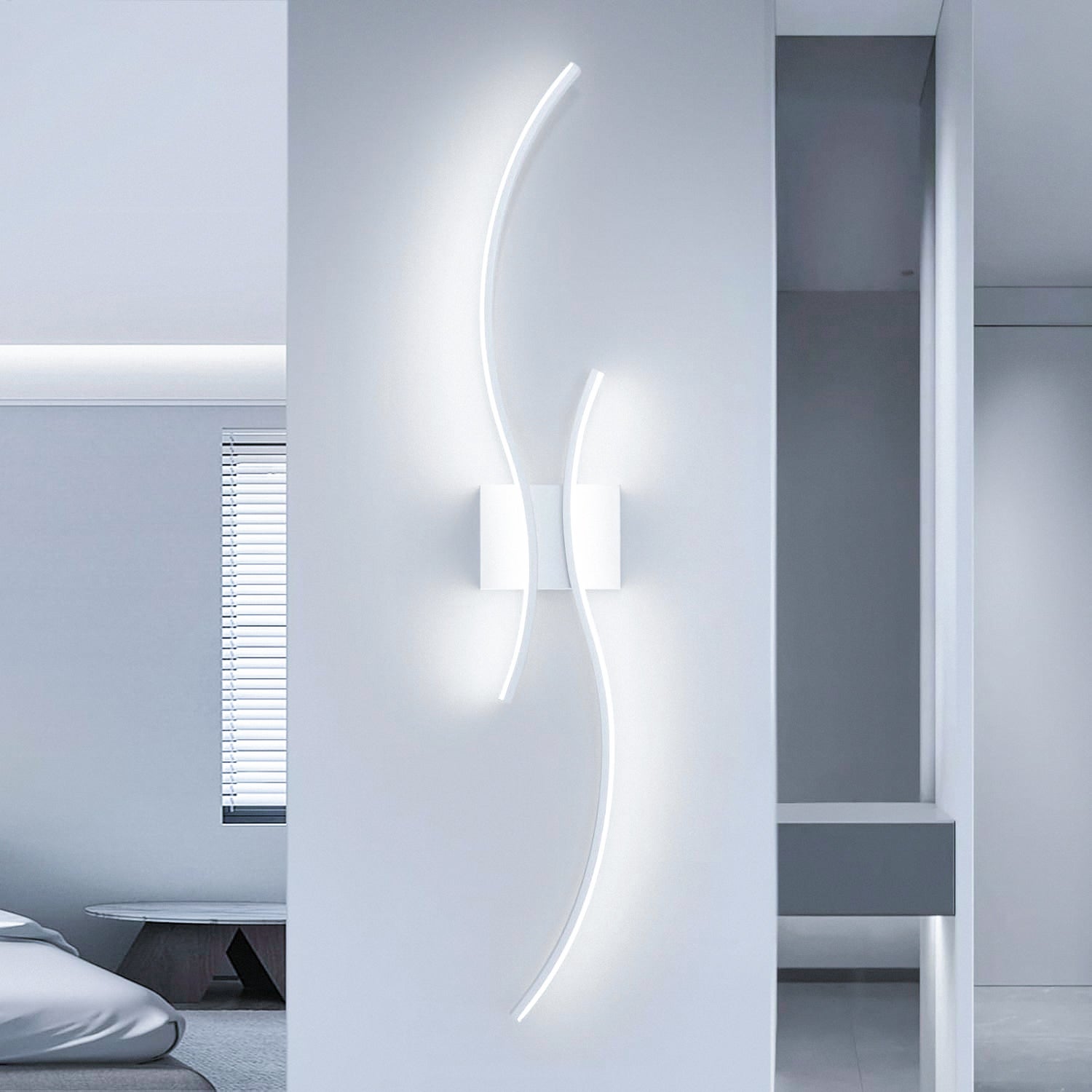 Nowoczesny kinkiet łukowy, lampa ścienna LED, lampka nocna wewnętrzna, lampa sufitowa, lampy dekoracyjne, 60 cm x 15 cm (biały chłodny, 6 000 K)