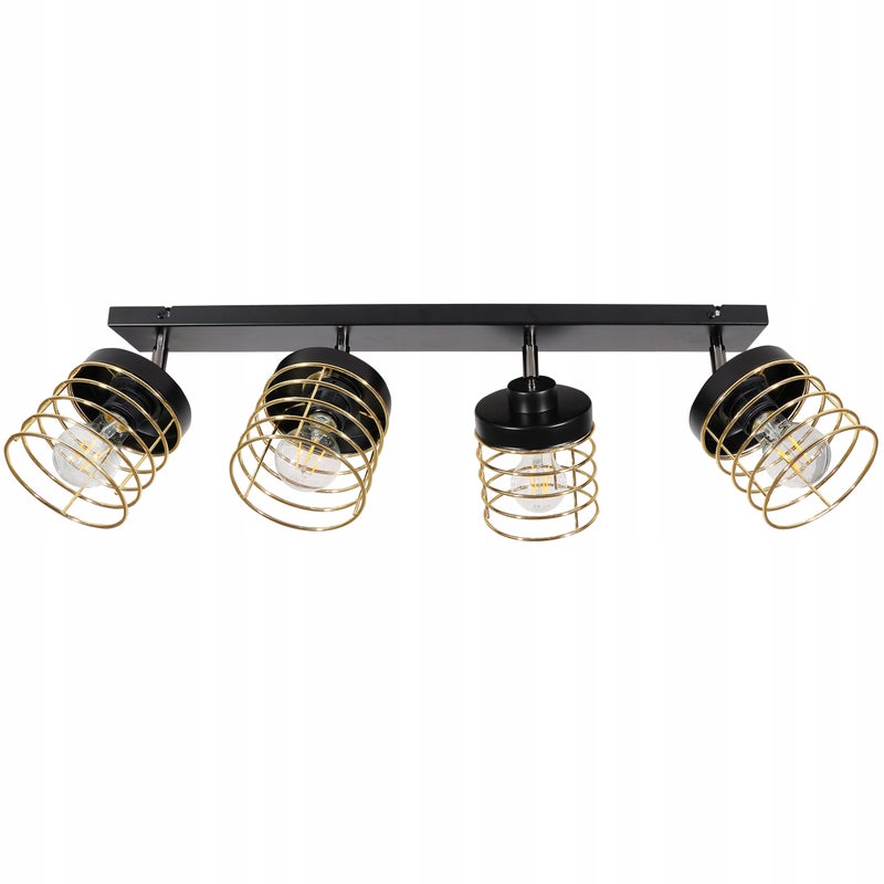 Lampa sufitowa wisząca Light Home LH Rasti 4x E27 abażur prostokątny druciany miodowy nowoczesna