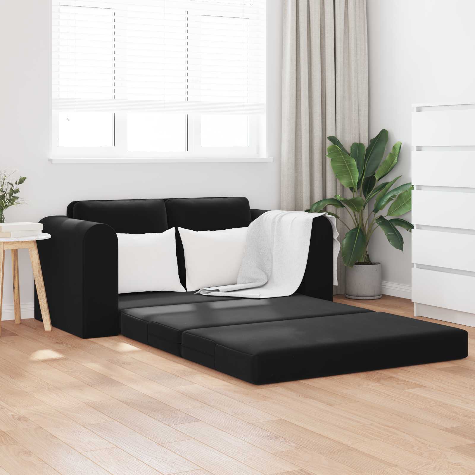 Sofa Bed Czarny 148 x 71 x 83 cm Aksamit vidaXL
