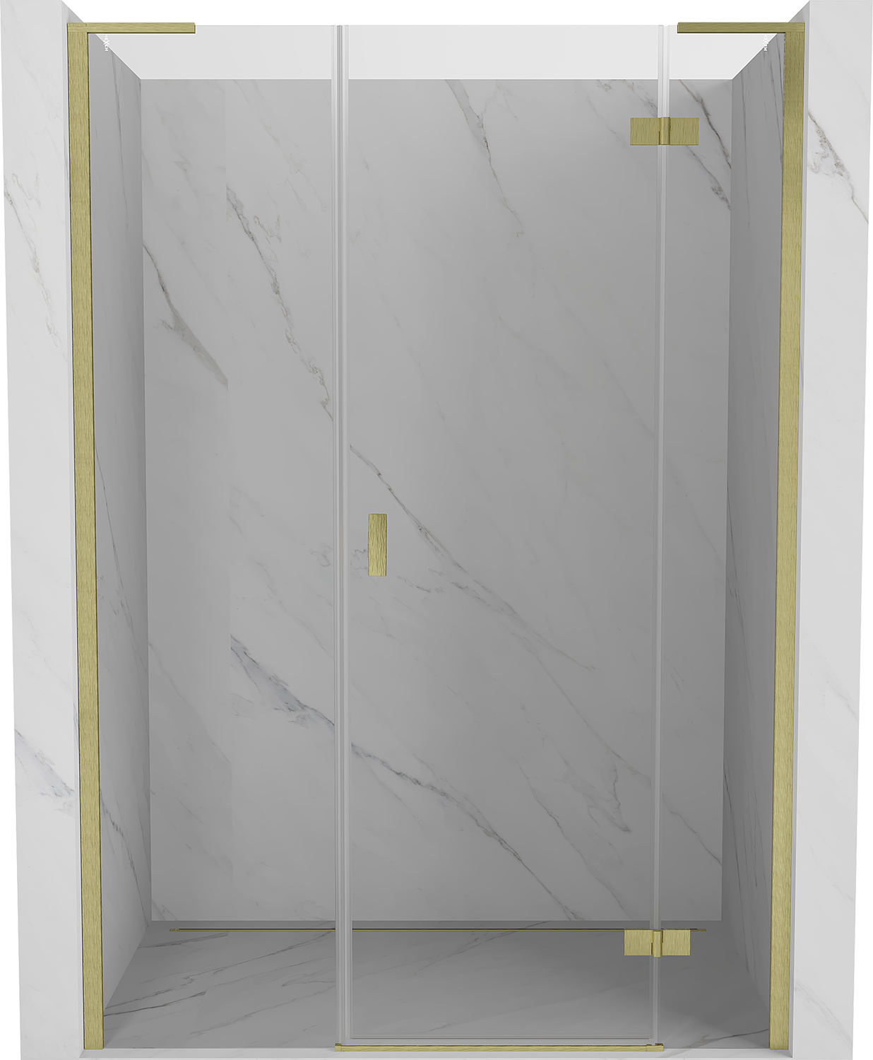 Mexen Mist-H L drzwi prysznicowe uchylne prawe 130 cm, transparent, złote szczotkowane - 8A5L-130-001-55-00-P