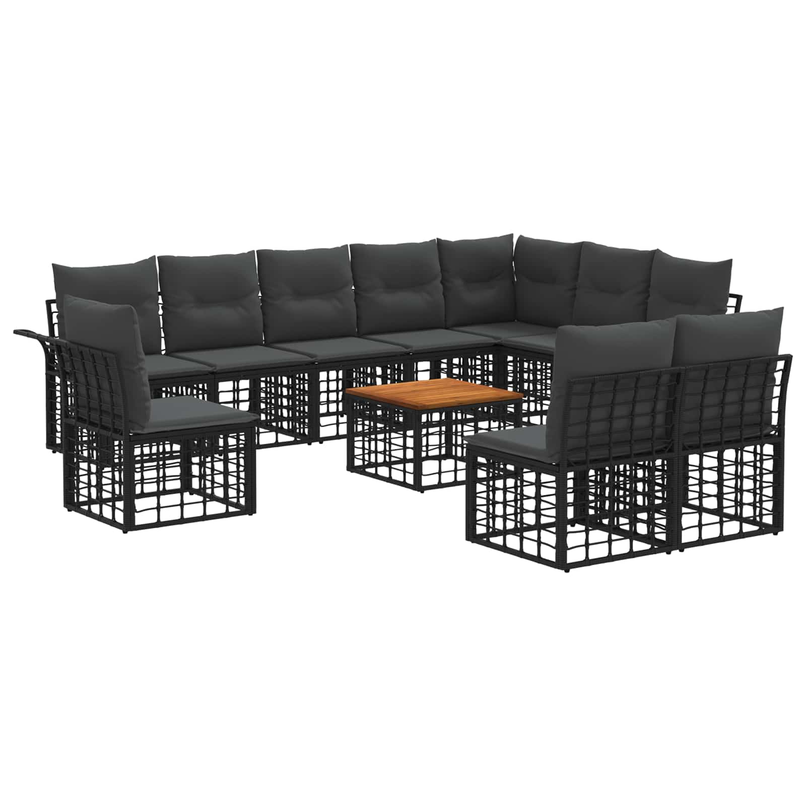 Zestaw sof na zewnątrz 11 pcs Czarny i Ciemnoszary Poliester vidaXL