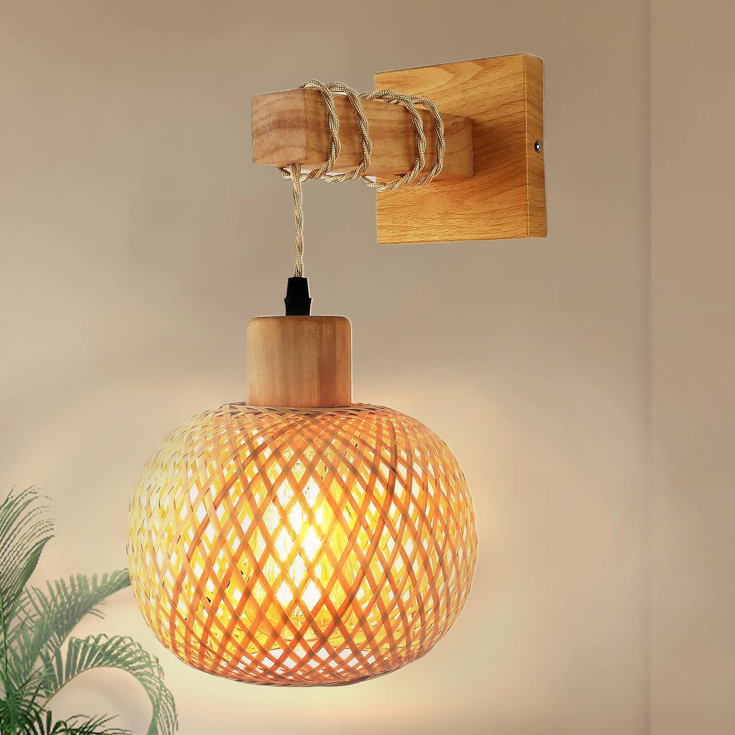 Lampa ścienna w stylu japońskim retro z bambusa, oświetlenie restauracji z rattanu, lampka nocna, do sypialni, gospodarstwa, do wnętrz