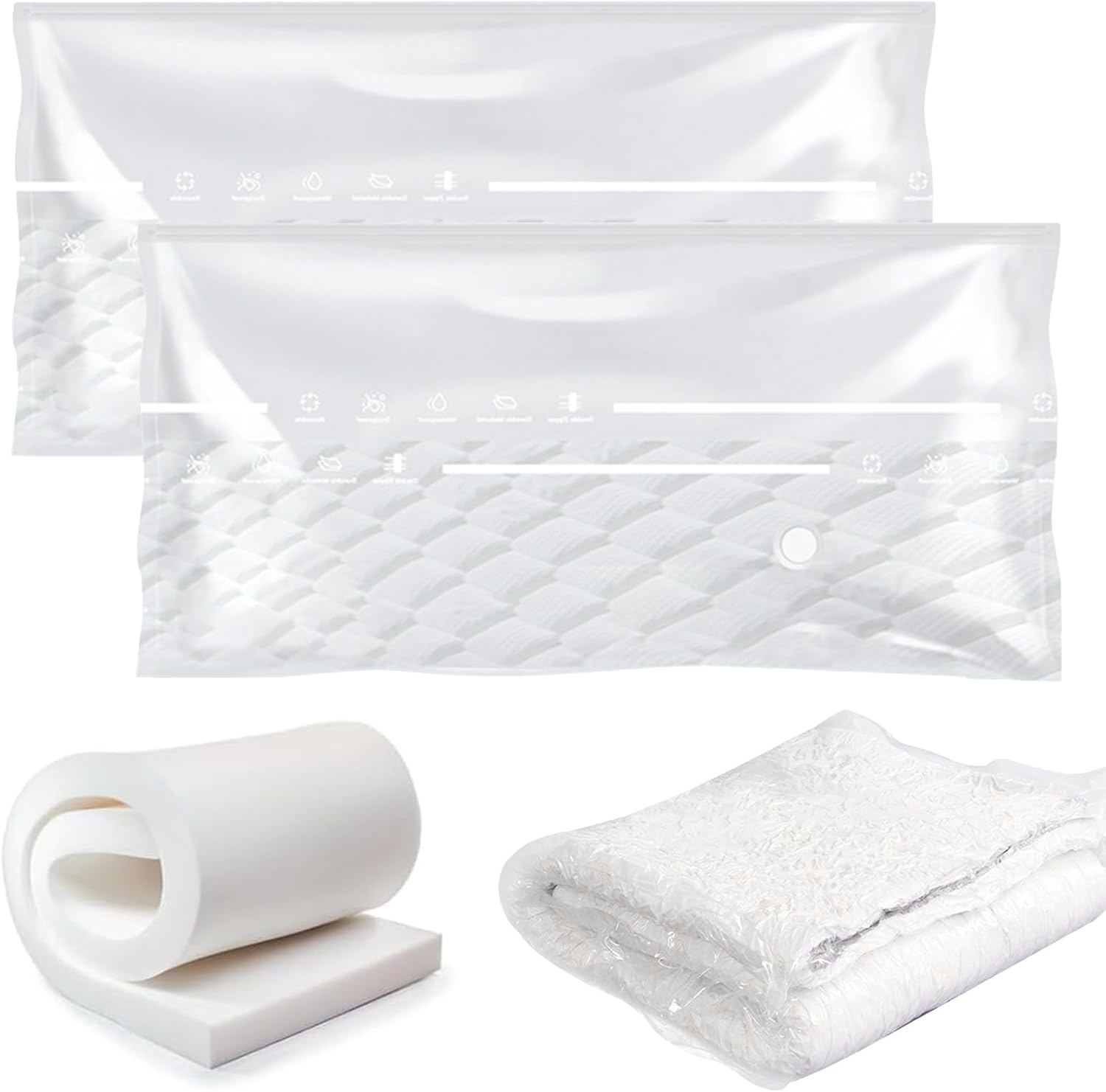Worki próżniowe do przechowywania materacy, kołder, pluszowych zabawek - 2 worki kompresyjne (100 x 220 cm)