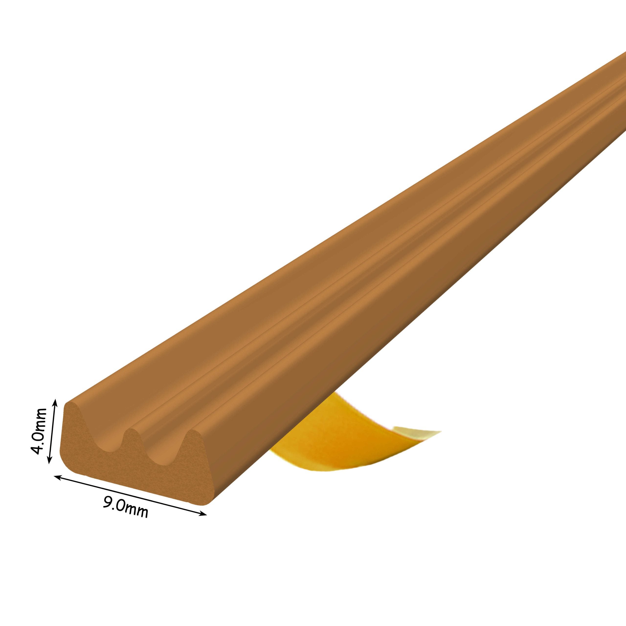 Uszczelka samoprzylepna EPDM E 9x4 mm brązowa do okien i drzwi 5 m