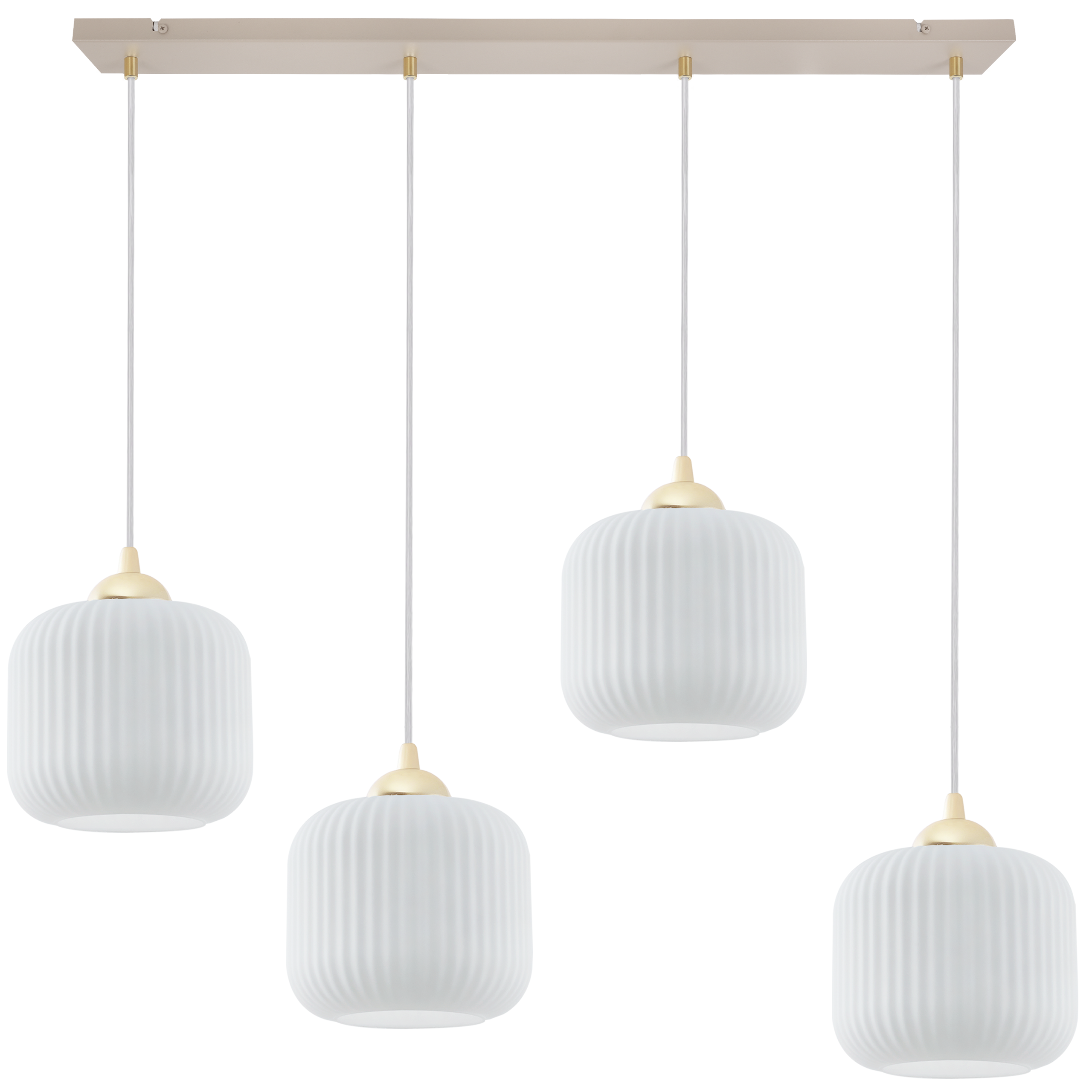 Lampa sufitowa wisząca Light Home LH Riffle 4xE27 kaszmir/złoty klosz biały 15cm walec