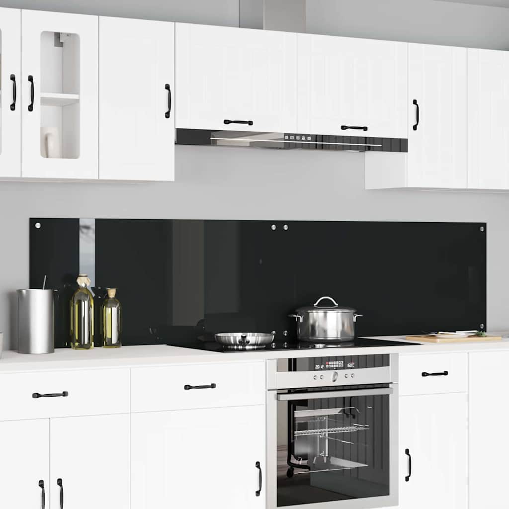 Panel kuchenny 2 pcs Czarny 110 x 50 cm szkło hartowane vidaXL