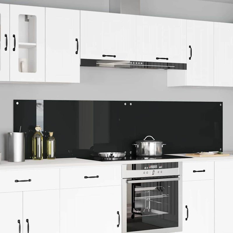 Panel kuchenny 2 pcs Czarny 110 x 50 cm szkło hartowane vidaXL