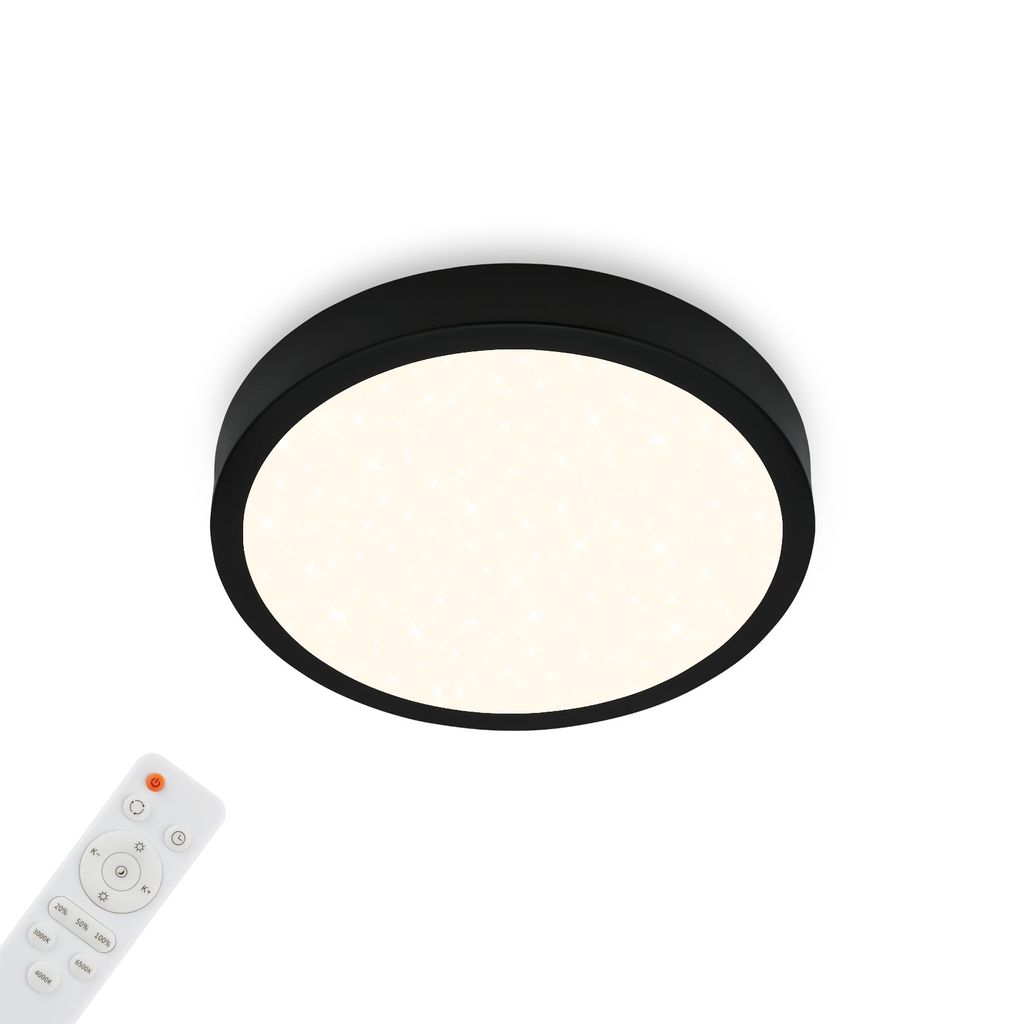 Lampa sufitowa LED Briloner z funkcją ściemniania i motywem gwieździstego nieba, czarna, Ø28 cm