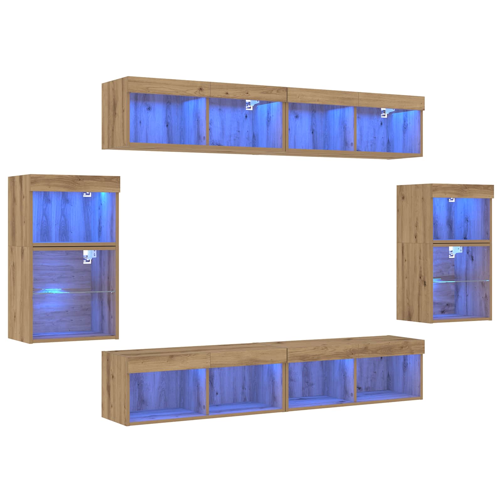 Zestaw szafek RTV 8 pcs dąb artisan Materiał drewnopochodny