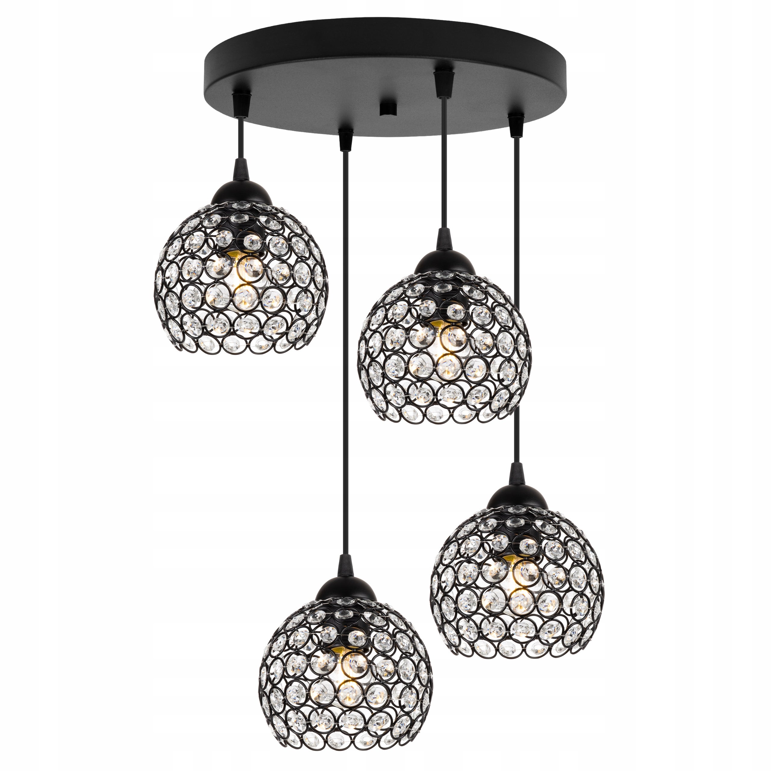 Lampa sufitowa wisząca okrągła Light Home LH Crystal 4x E27 60W czarny