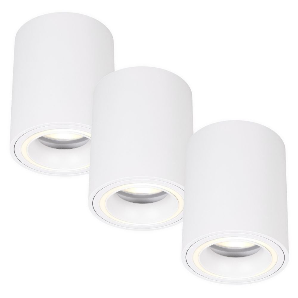 3x Ozdobny Reflektor natynkowy SPOT sufitowy ścienny Biały 3x GU10 Oprawa Halogenowa TUBA LED Zestaw 3 szt. - LEDHOFF
