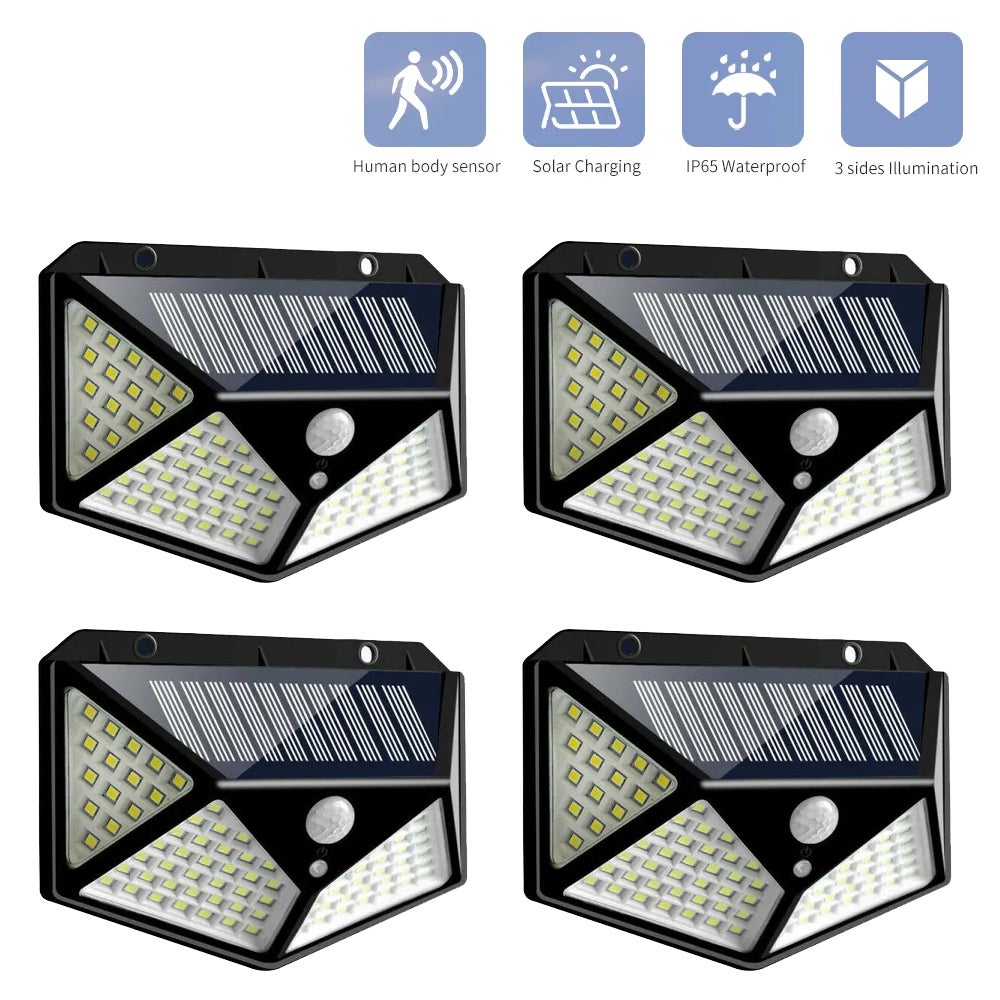 3 szt. solarnych lamp ściennych LED z czujnikiem ruchu PIR, zewnętrzna lampa ogrodowa zasilana energią słoneczną, szeroki kąt 120 stopni, 270