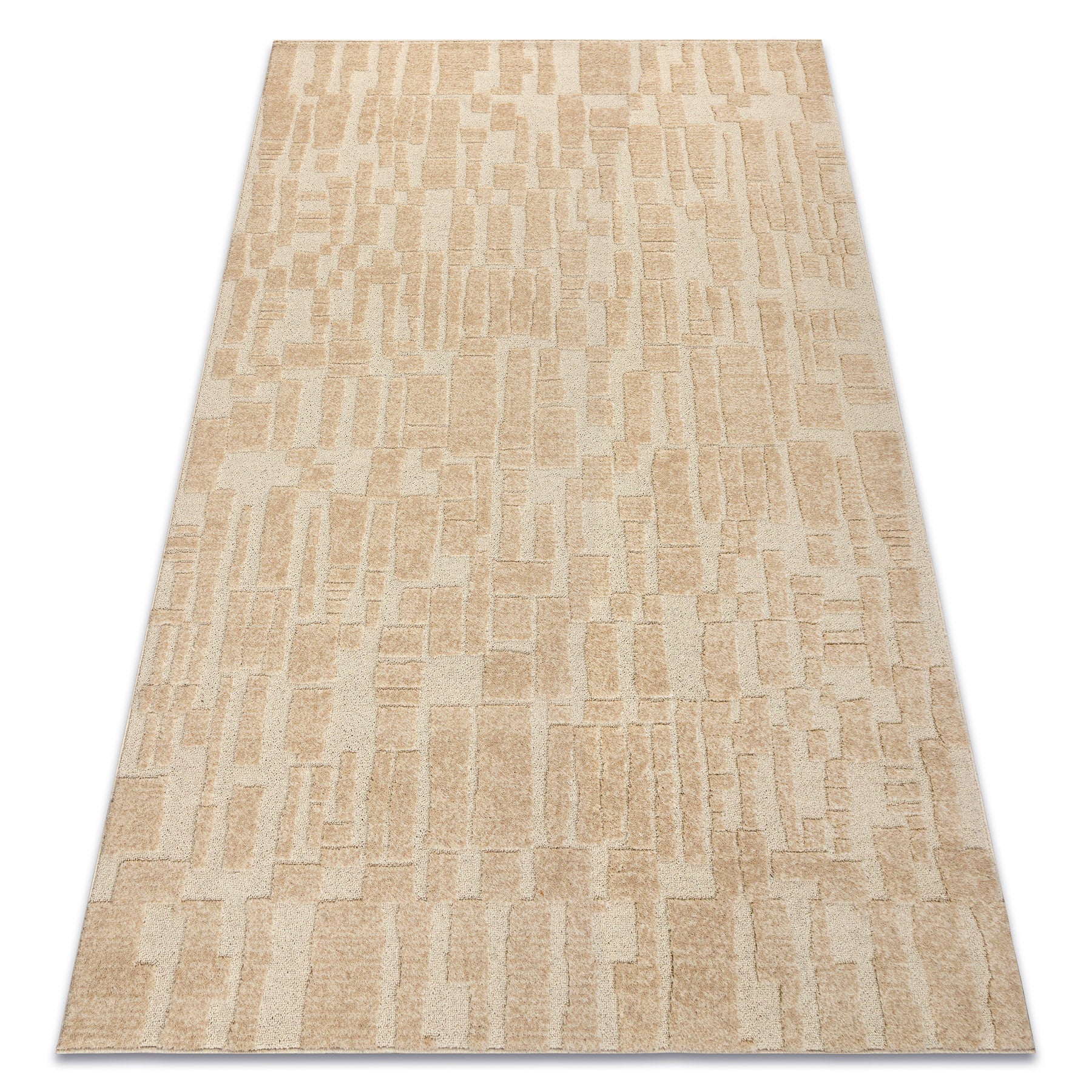 Dywan FLUX 461.133.SA132 wełniany OSTA - Geometryczny, strukturalny, loftowy krem / beż 135x200 cm