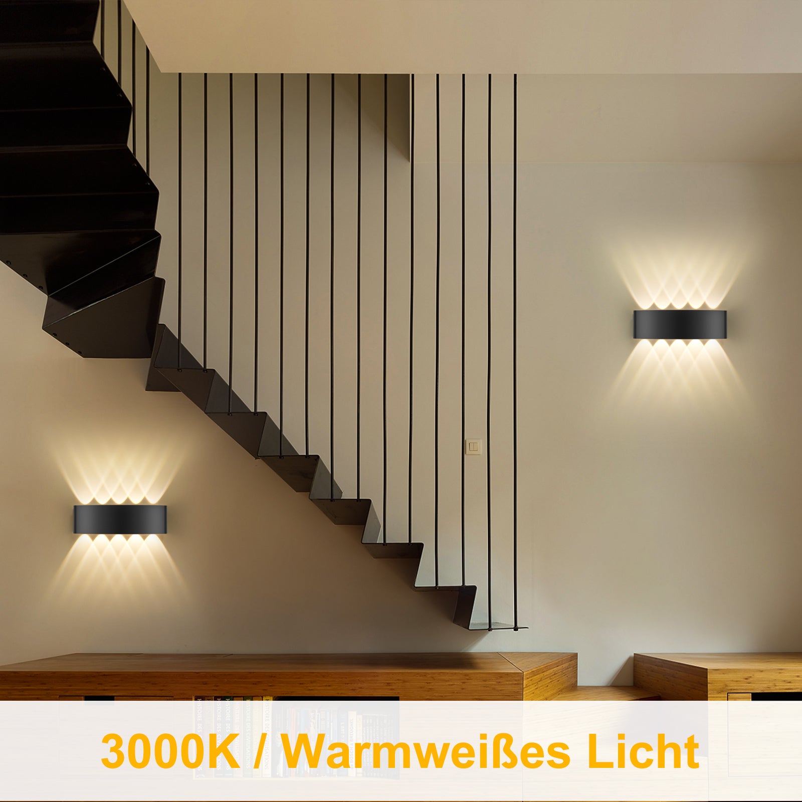 LOVHAUS Zestaw 2 Kinkietów LED 10W Zewnętrznych IP65 Wodoodpornych Bez Migotania, Miękkie Światło Anty-Oślepiające do Ogrodu, Ściany Zewnętrzne