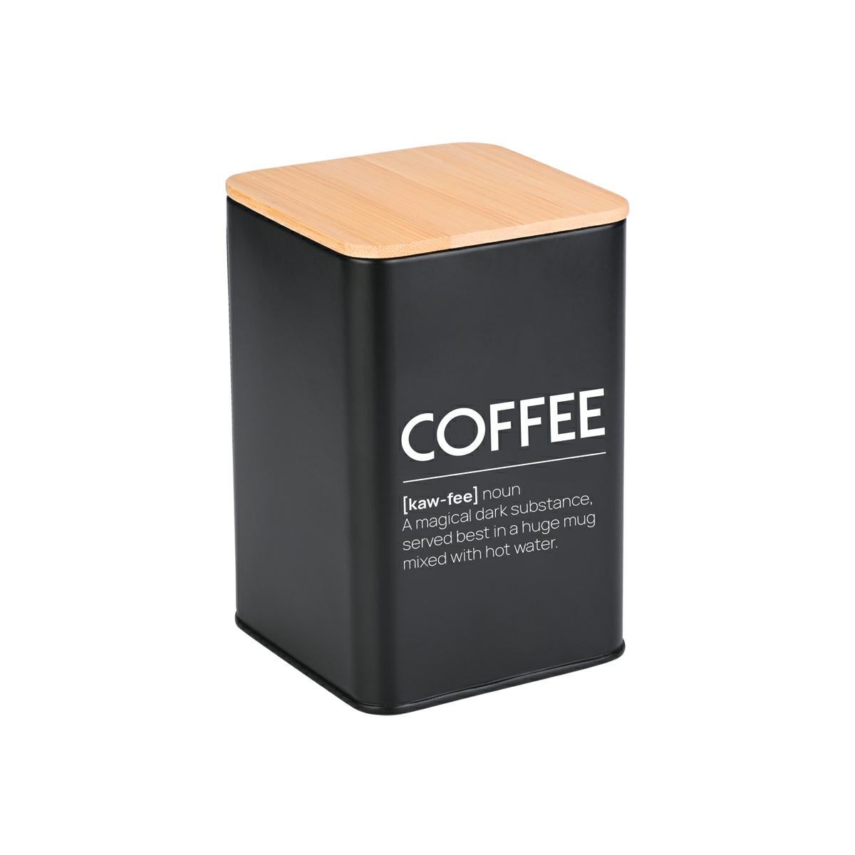 Pojemnik na kawę Bamboo Essentials Estia metalowy czarny z bambusową pokrywką 10x13 cm 1 szt.