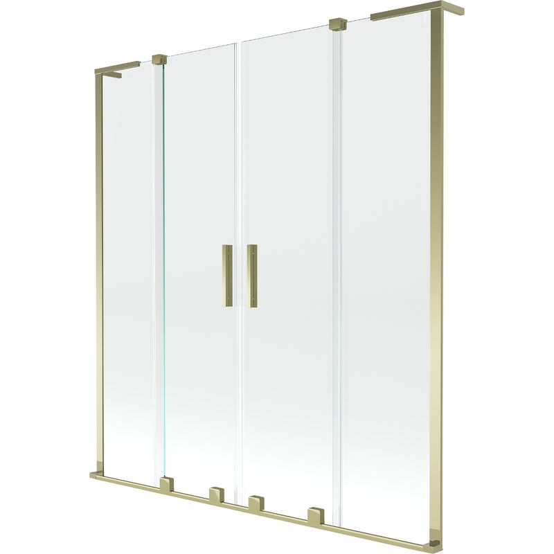 Mexen Velar L Duo parawan nawannowy 2-skrzydłowy rozsuwany 160 x 150 cm, transparent, złoty - 896-160-003-02-50