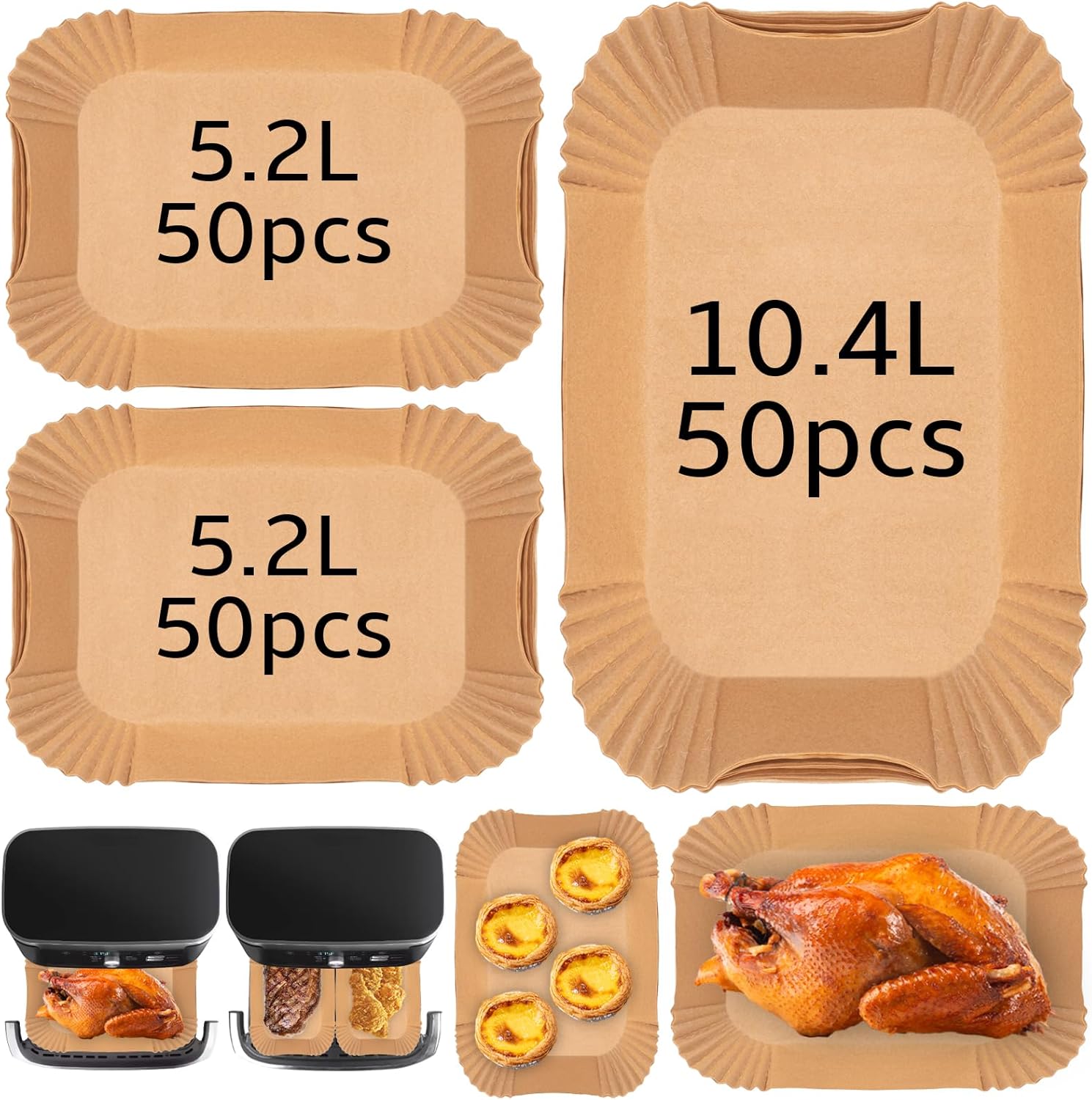 150 sztuk papieru do gotowania w frytkownicy na powietrze, frytkownica 10,4 L