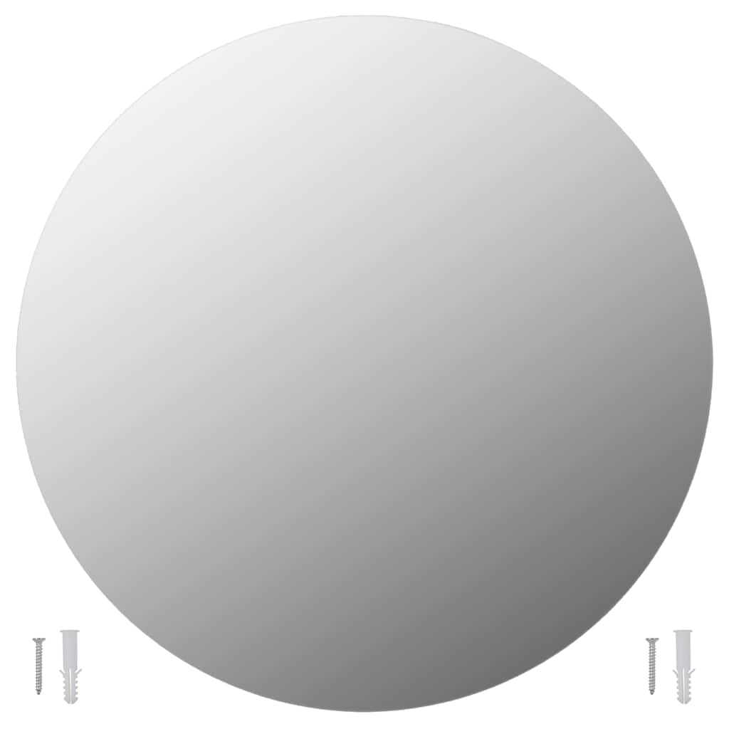 Lustro Ścienne Okrągłe Bezramowe 70x70 cm Srebrne do Sypialni