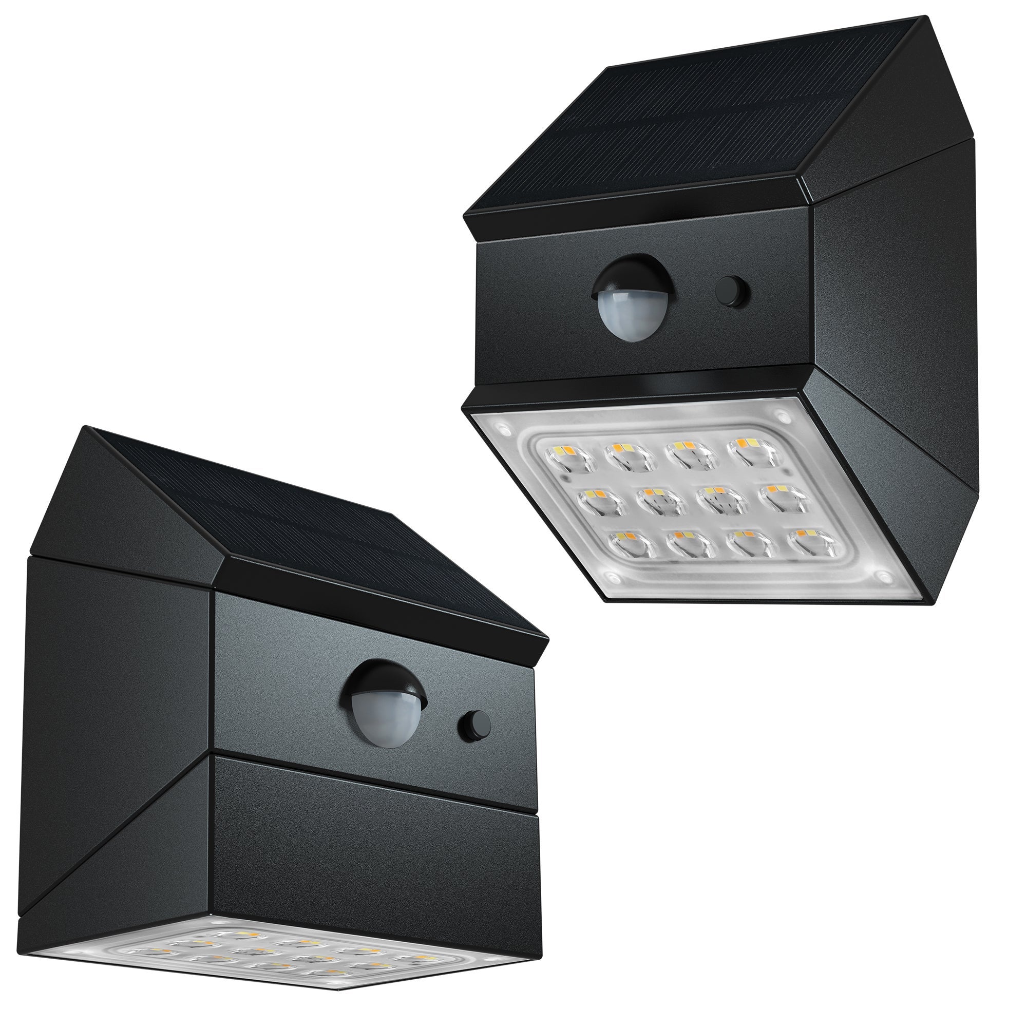 2 solarne lampy ścienne LUMICUBE o wysokości 12 cm