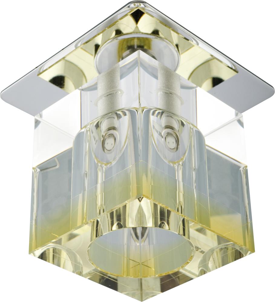 Oprawa sufitowa chromowana kwadratowa kryształowy klosz z żółtym paskiem 1xG4 20W SK-19 Candellux