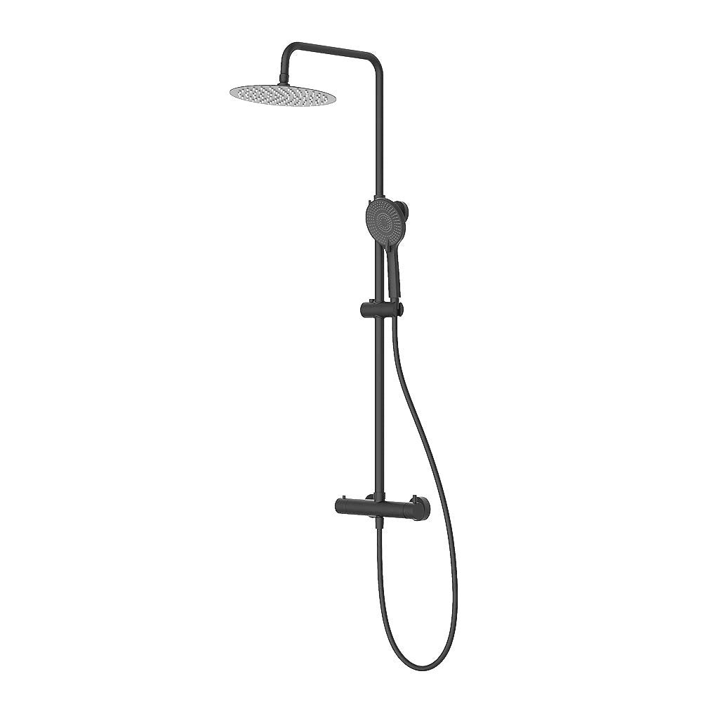 Kibath Kolumna prysznicowa jednouchwytowa w kolorze GUN METAL | Regulowana wysokość 83-126 cm | Mosiądz grafitowy / matowy antracyt