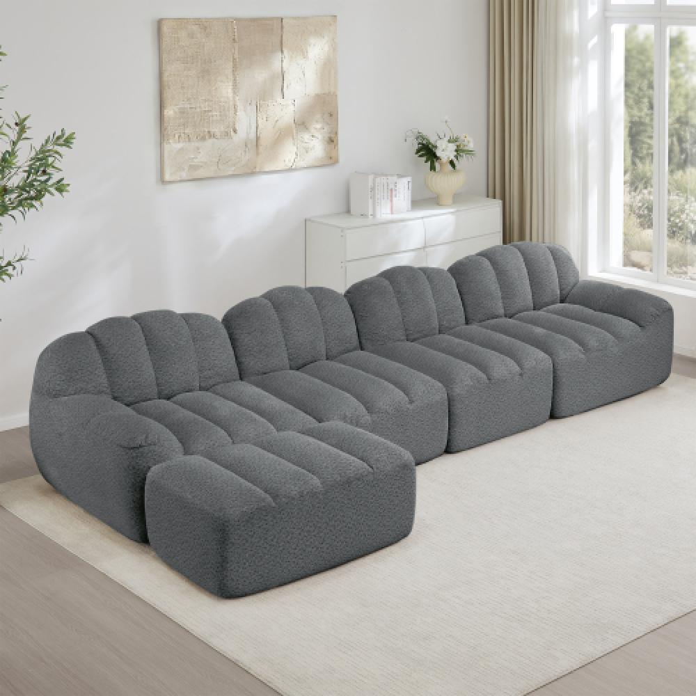 Modułowa sofa 4-osobowa w stylu muszli z głębokimi poduszkami, odpowiednia do salonów i mieszkań, nie wymaga montażu