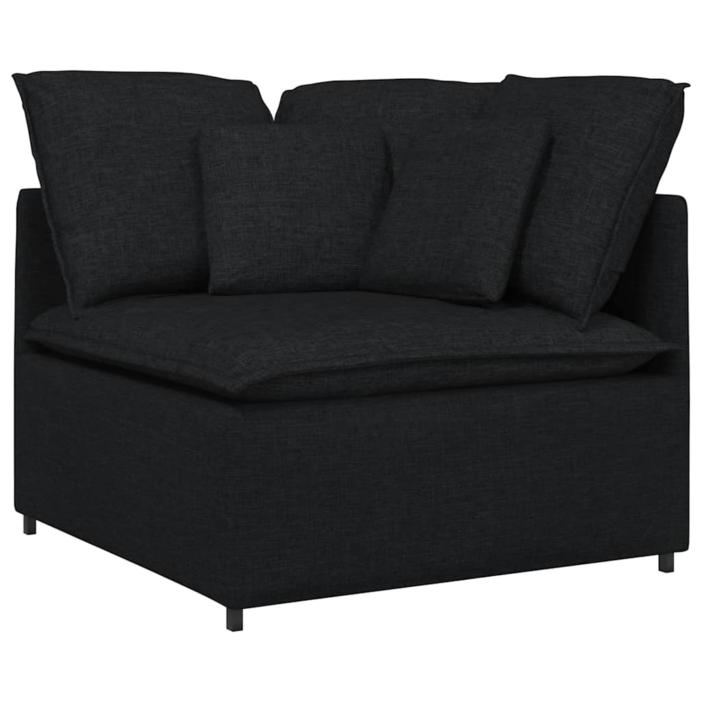 Sofa modułowa z poduszkami Tkanina Czarna