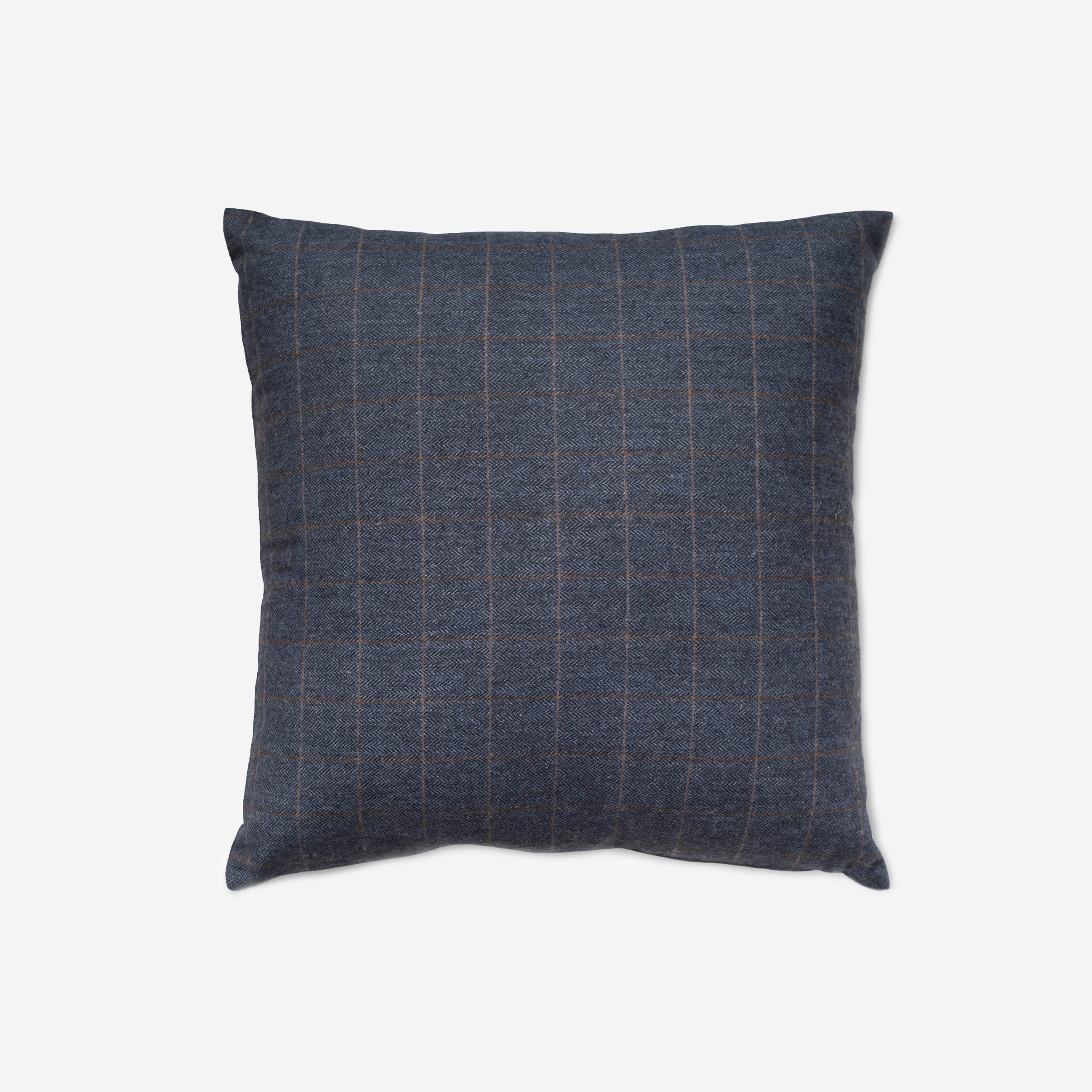 Poduszka Leeds 45x45 cm z poszewką bawełnianą granatową w brązowe kratki | Dekoracja wnętrza