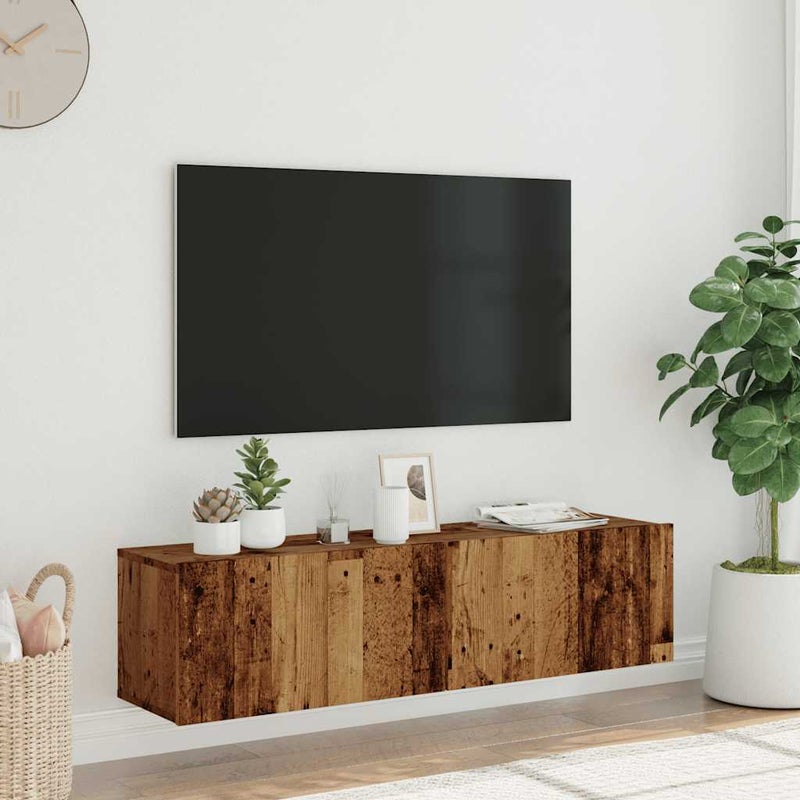 Ścienna szafka TV, stare drewno, 120x30x30 cm