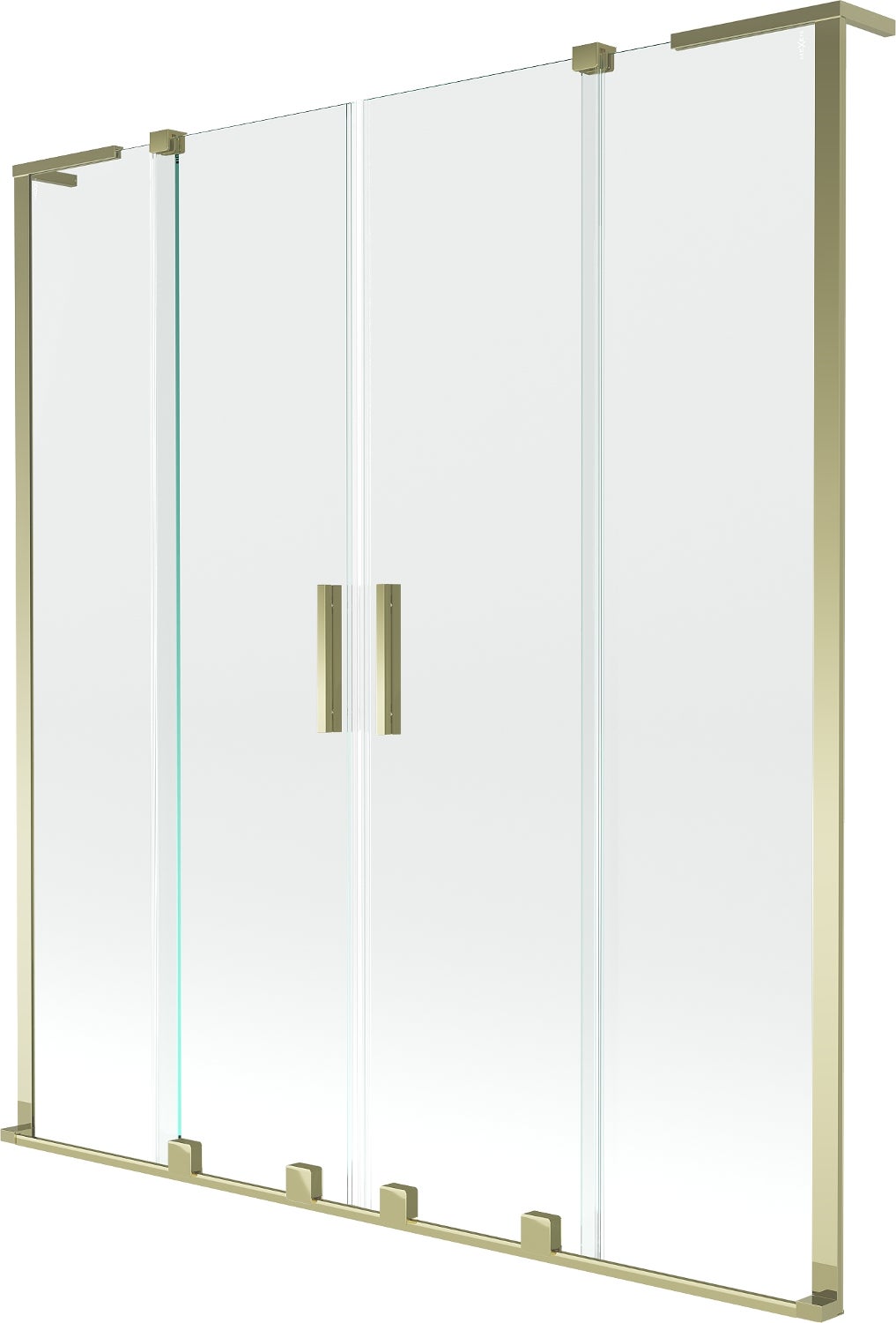 Mexen Velar L Duo parawan nawannowy 2-skrzydłowy rozsuwany 150 x 150 cm, transparent, złoty - 896-150-003-02-50