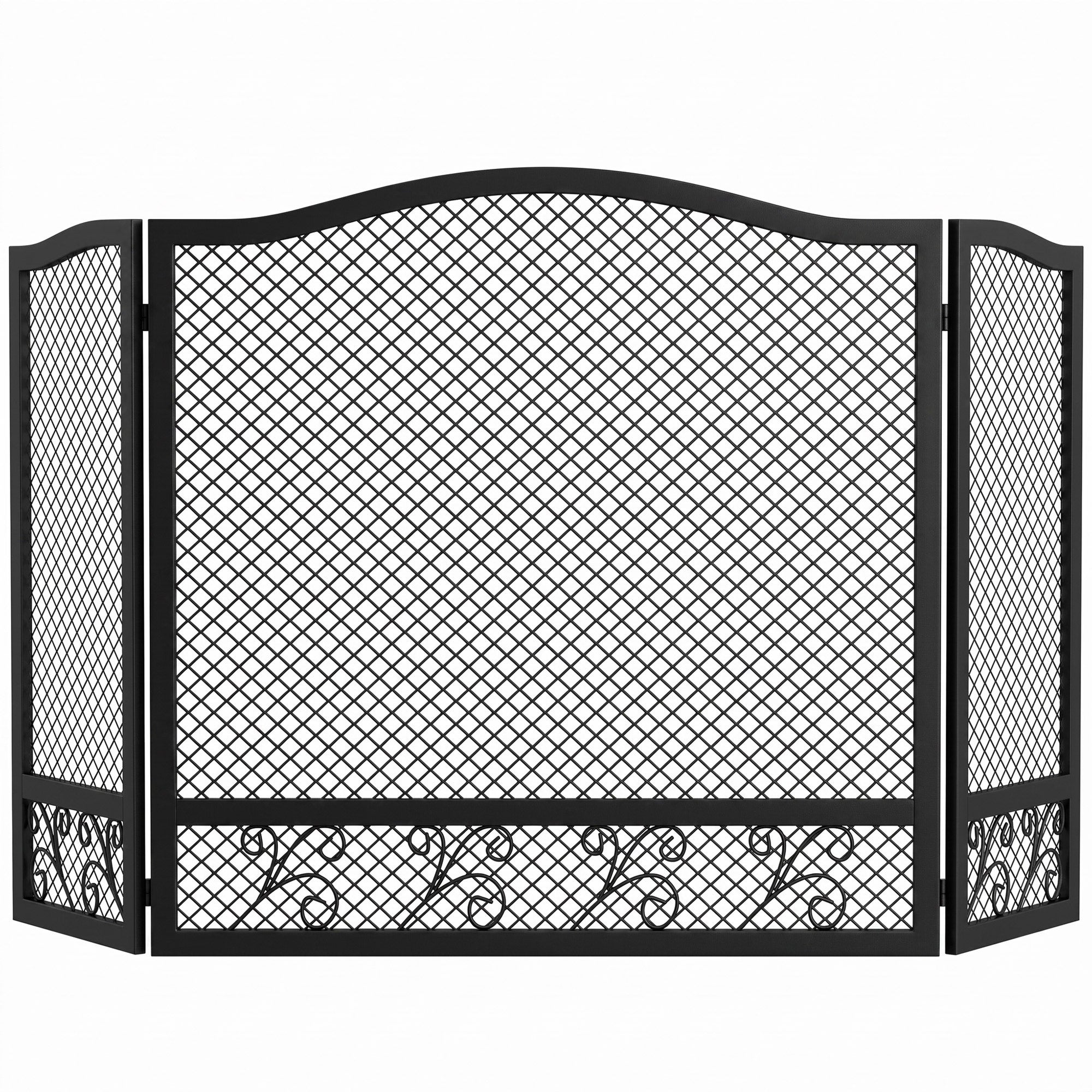 Elastyczny ekran kominkowy 3 panele 107 x 60 cm, czarny metal