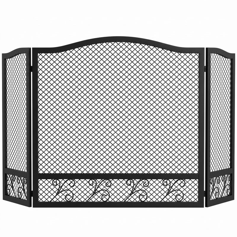 Elastyczny ekran kominkowy 3 panele 107 x 60 cm, czarny metal