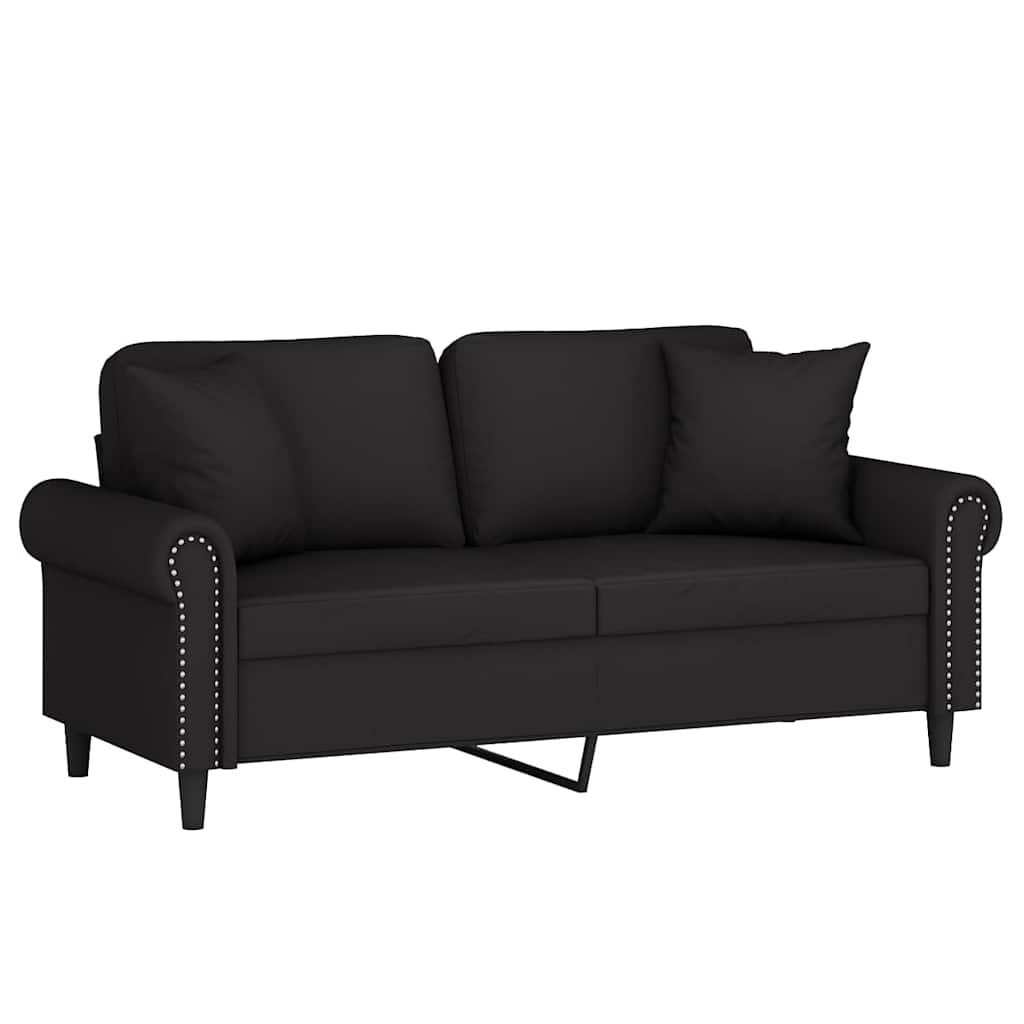 2-osobowa sofa z poduszkami, czarna, 140 cm, aksamit