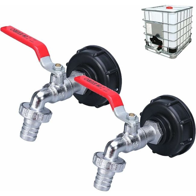 2 adaptery do zbiornika IBC z przyłączem gwintowanym 1/2", zawór wylotowy do kranu zbiornika 1000 l