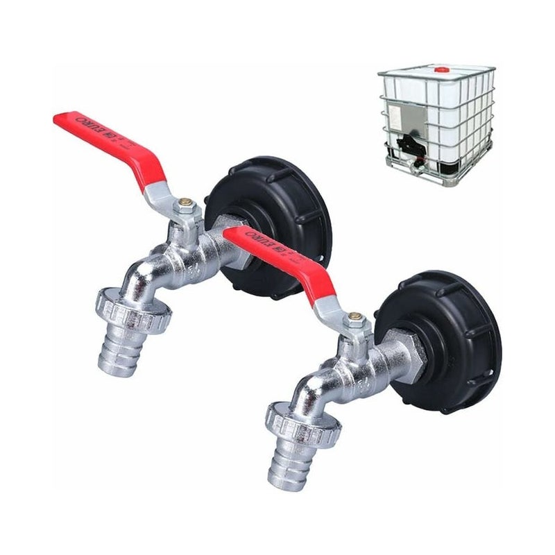 2 adaptery do zbiornika IBC z przyłączem gwintowanym 1/2", zawór wylotowy do kranu zbiornika 1000 l