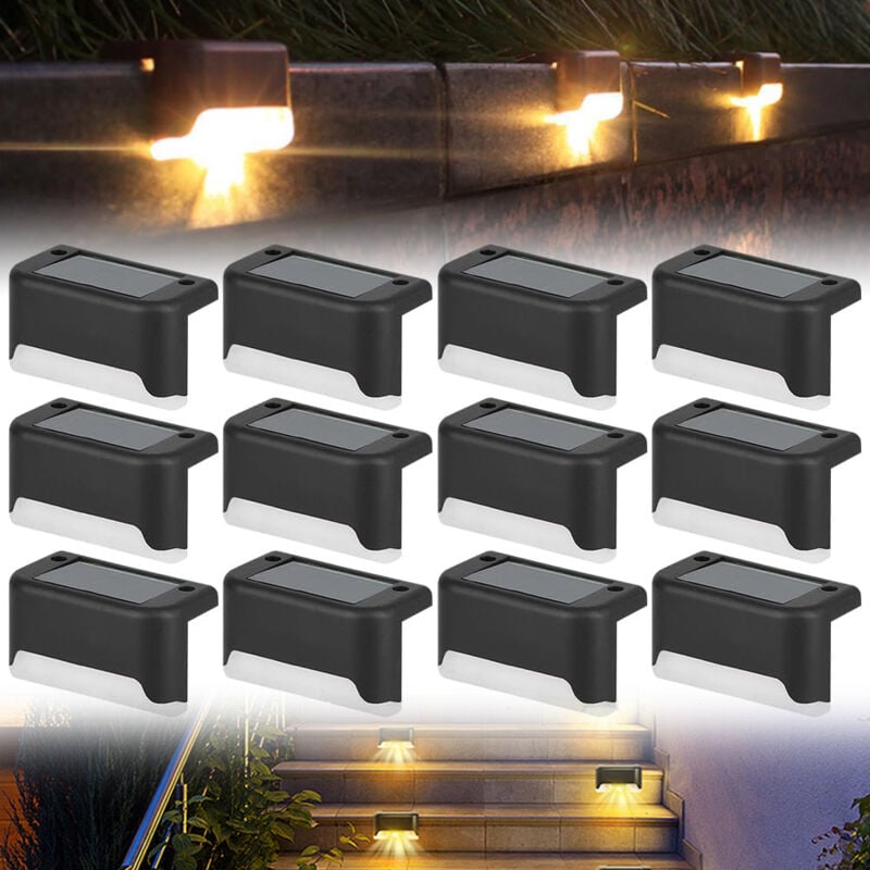 Zestaw wodoodpornych lamp solarnych zewnętrznych do oświetlenia ogrodu tarasu ścieżek ogrodzenia schodów balkonu dekoracji światło białe i ciepłe