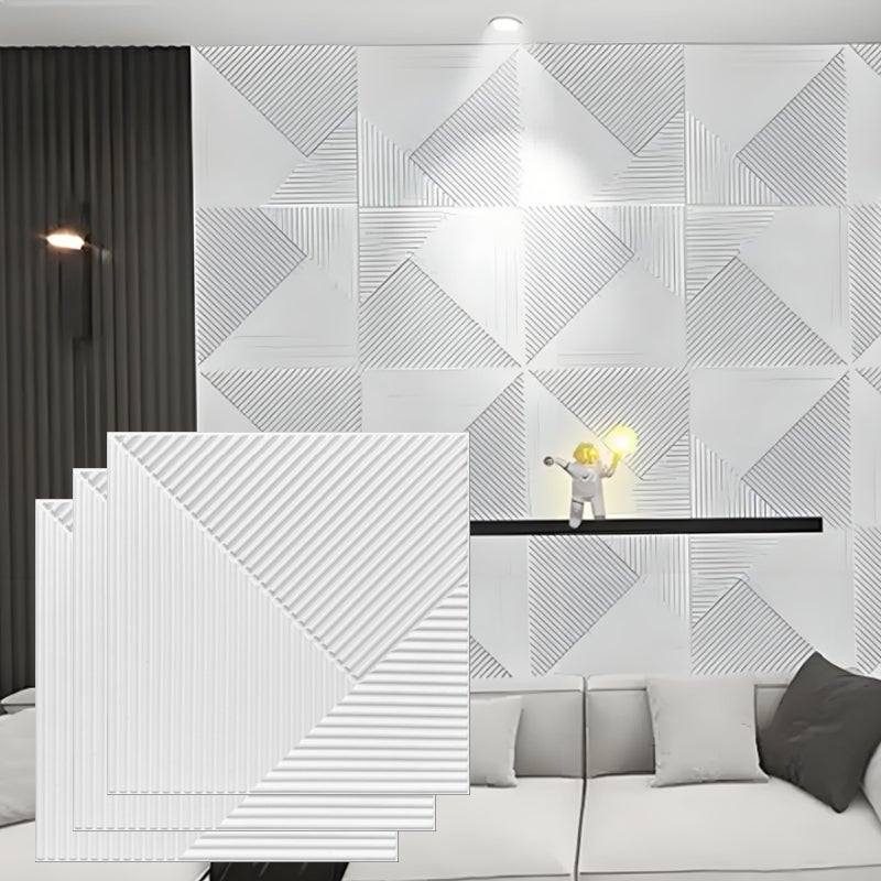 Panel Akustyczny 30x30cm, Bez samoprzylepnego mocowania - Zestaw 12 Paneli Wyciszających - Izolacja Ścienna DIY do Studia, Biura i Sypialni - Biały