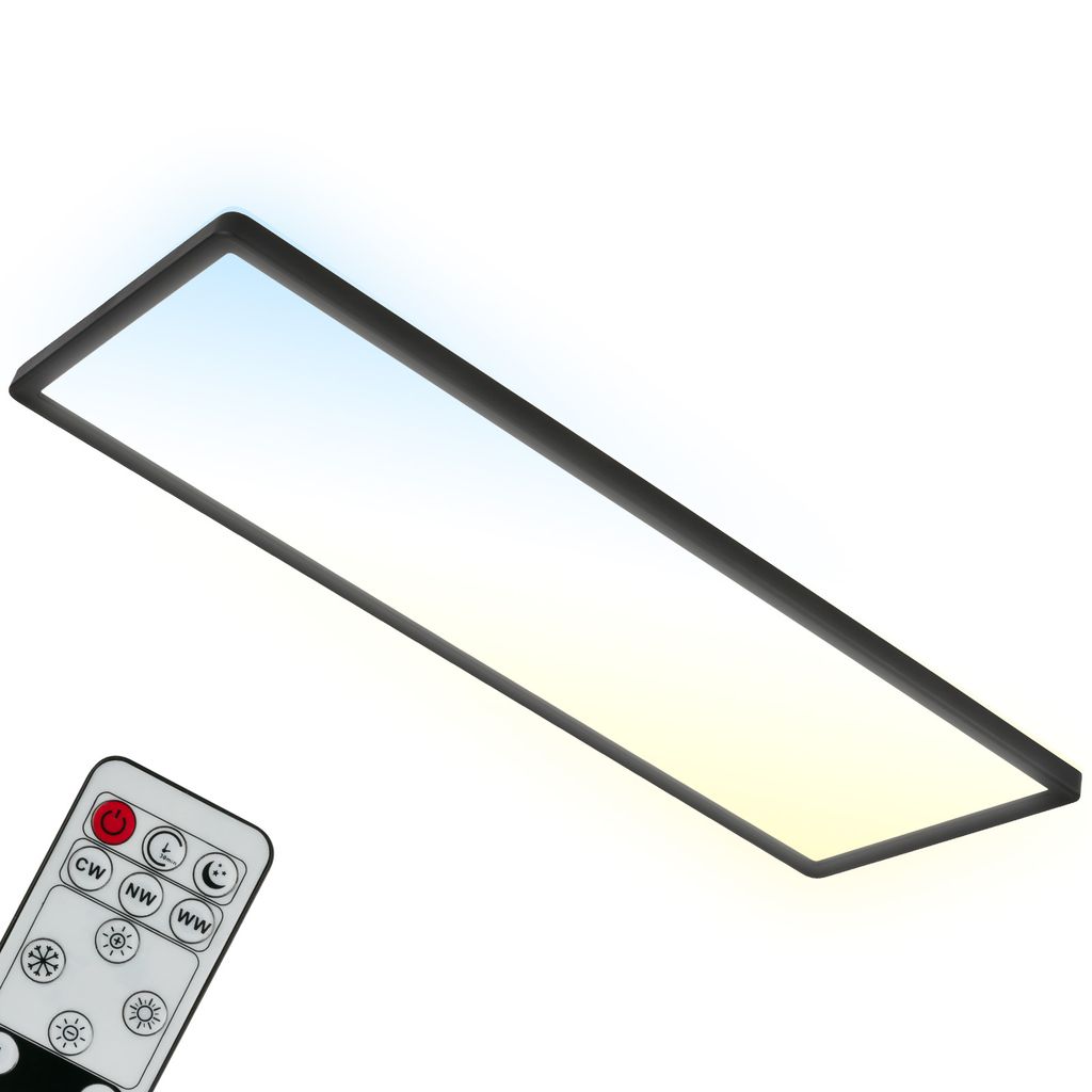 Ultracienki panel LED SLIM CCT z podświetleniem - IP20 - 580x200x30mm - 2700K-6500K - 23W / 3000lm - ściemnialny - czarny - Briloner