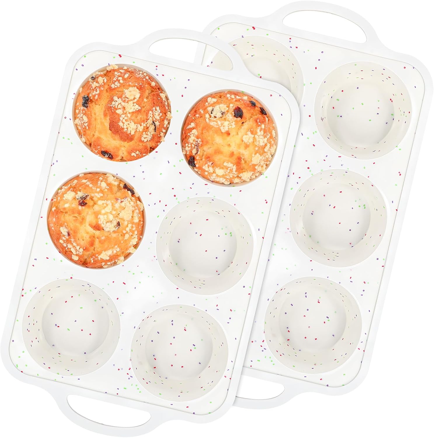 Foremki do muffinek silikonowe, metalowa rama, silikon spożywczy, 2 sztuki, pojemność 6 filiżanek, bez BPA.