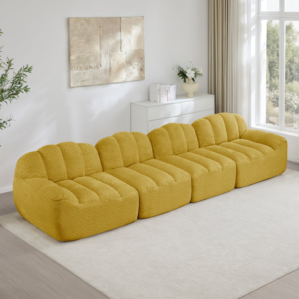 Modułowa sofa 4-osobowa, kształt muszli, bezramowa, pianka 32D o wysokiej gęstości, bardzo wygodne siedzisko, miękka tkanina, do salonu