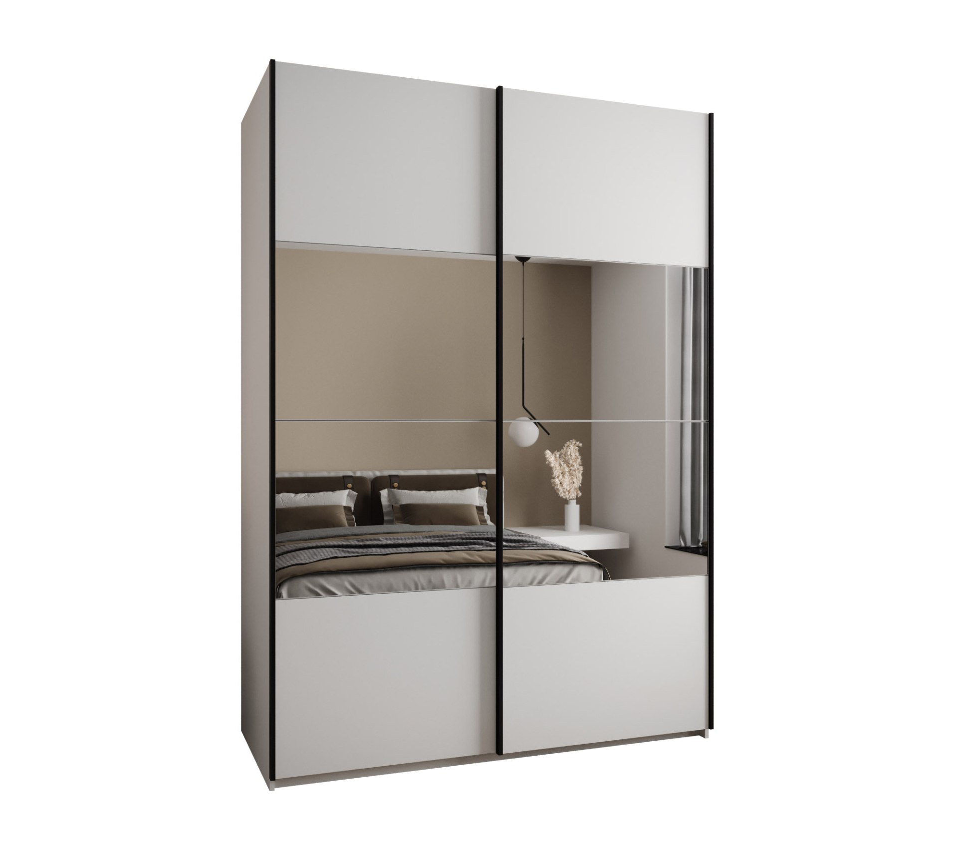 Szafa przesuwna wysoka Lux 4 170 x 64 x 245,5 cm biały + biały + u. czarny - Abiks Meble