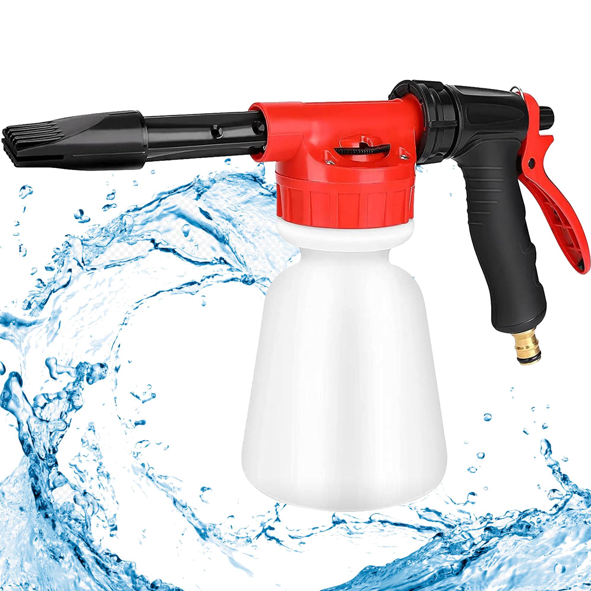 Pistolet do piany, spryskiwacz piany 1L, regulowany pistolet do dozownika mydła podłączony do uniwersalnego węża ogrodowego, do T