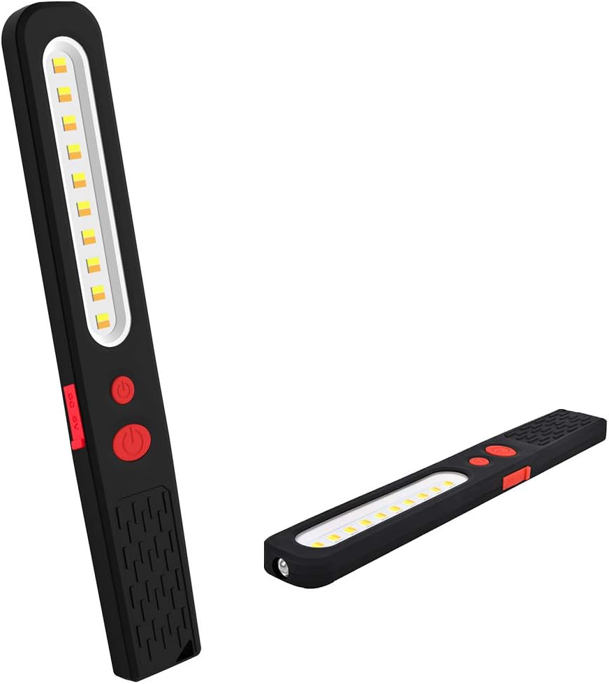 Lampka robocza LED 2 w 1 z COB LED 3 W i podwójnym oświetleniem, lampa inspekcyjna magnetyczna do garażu, warsztatu, biwakowania, majsterkowania.