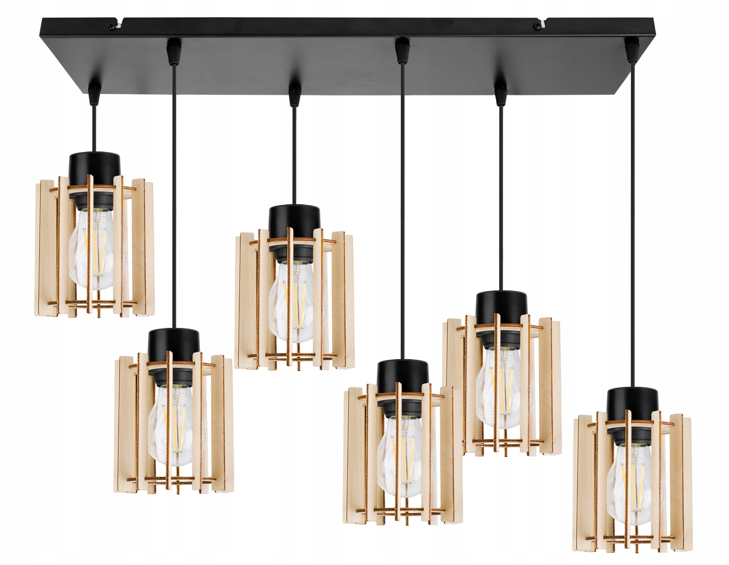 Lampa sufitowa wisząca Light Home LH Timber 6x E27 60W klosz tuba czarny